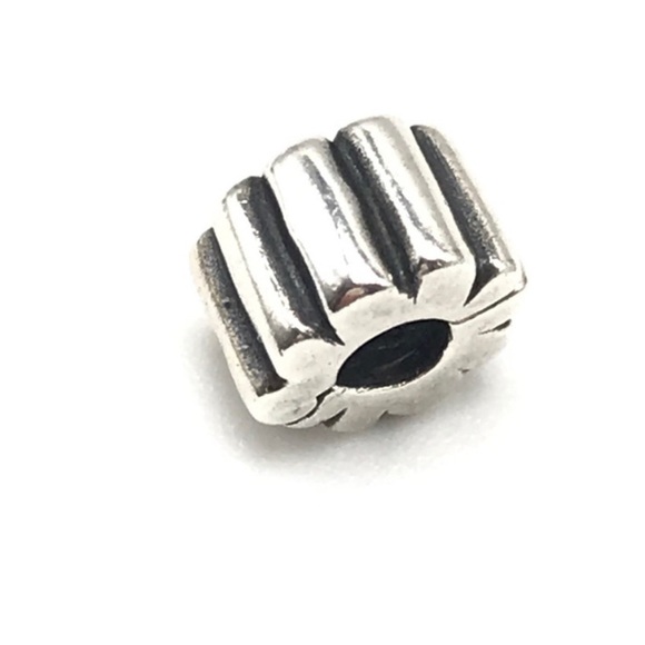 Pandora Sterling Silver Rare Retired Ribbed Clip Bead Charm - Picture 1 of 5